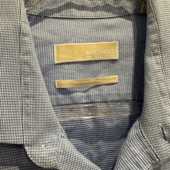 Michael Kors Micro Plaid Button Down Shirt - Picture 4 of 4